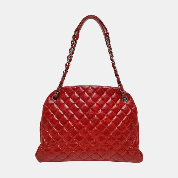 JUST MADEMOISELLE Medium Quilted Calfskin Red
