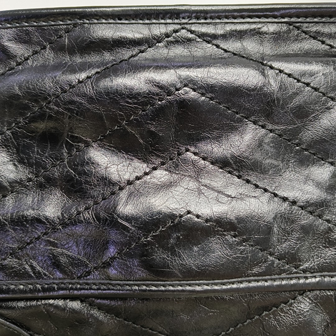 NIKI Small Chevron Calfskin Black
