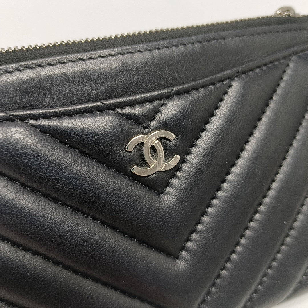 Chevron Lambskin Wallet Black