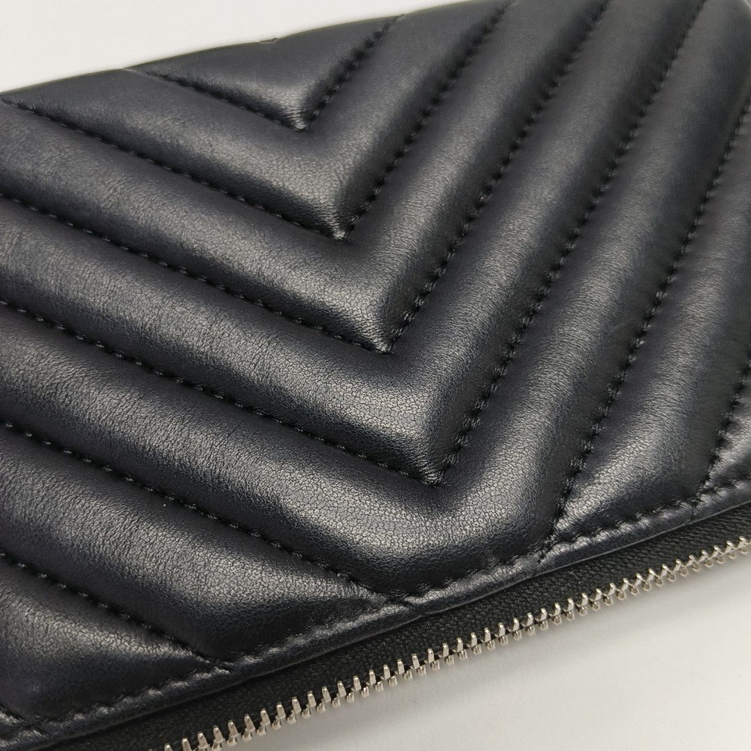 Chevron Lambskin Wallet Black