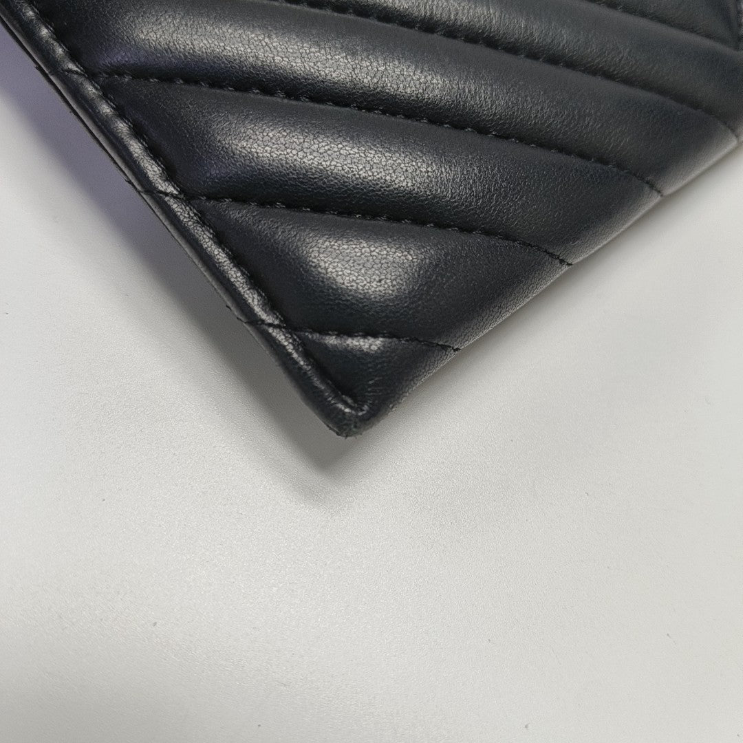 Chevron Lambskin Wallet Black