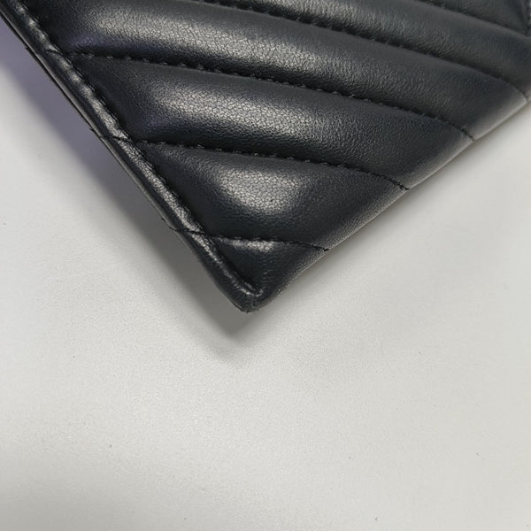 Chevron Lambskin Wallet Black