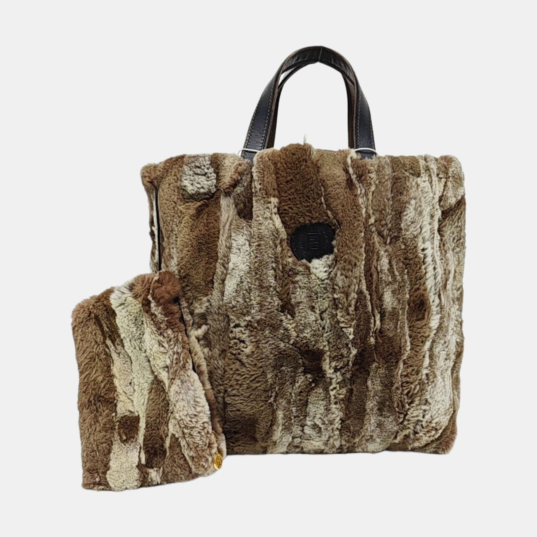 Bolso de mano de piel sintética marrón