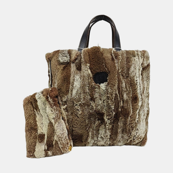 Bolso de mano de piel sintética marrón