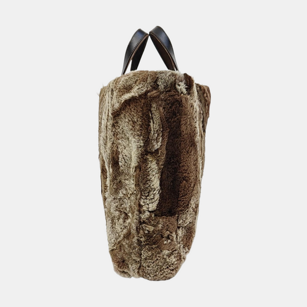 Bolso de mano de piel sintética marrón