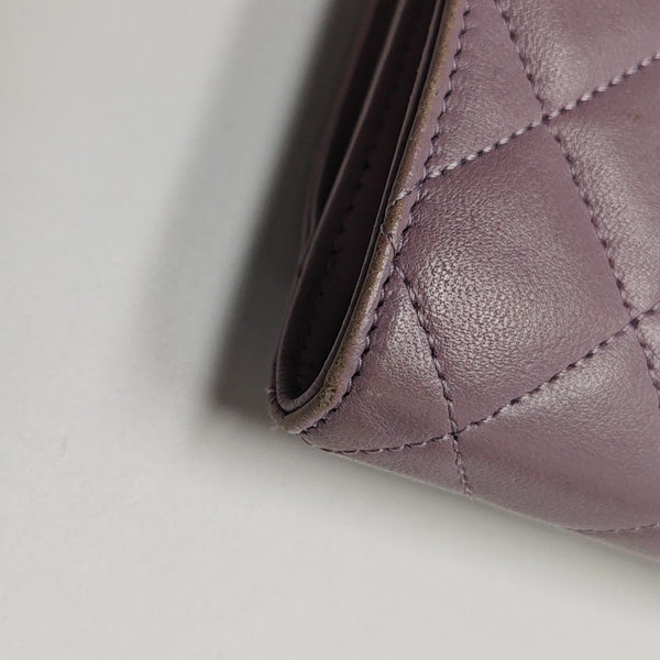 Quilted Lambskin Wallet Purple