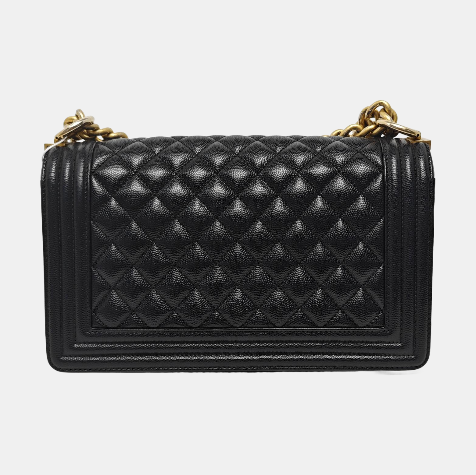 BOY CHANEL Medium Quilted Grained Calfskin Black