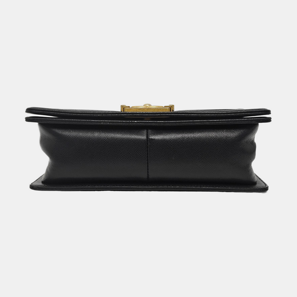BOY CHANEL Medium Quilted Grained Calfskin Black