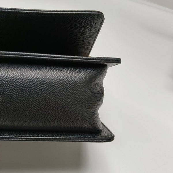 BOY CHANEL Medium Quilted Grained Calfskin Black