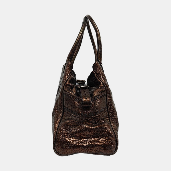 Bolso de mano de piel de ternera marrón