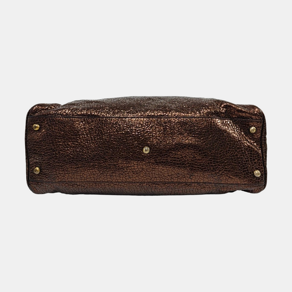 Bolso de mano de piel de ternera marrón