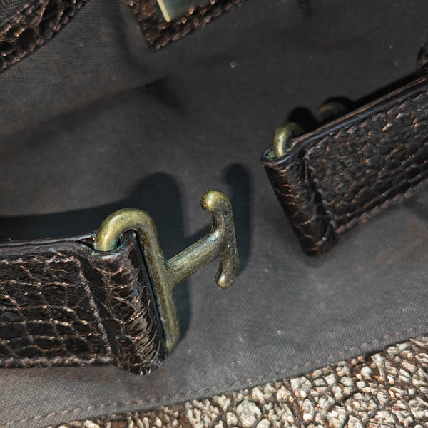 Bolso de mano de piel de ternera marrón