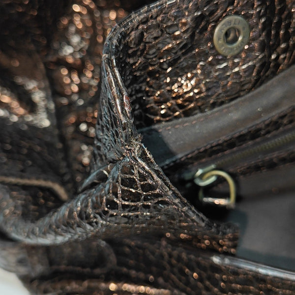 Bolso de mano de piel de ternera marrón