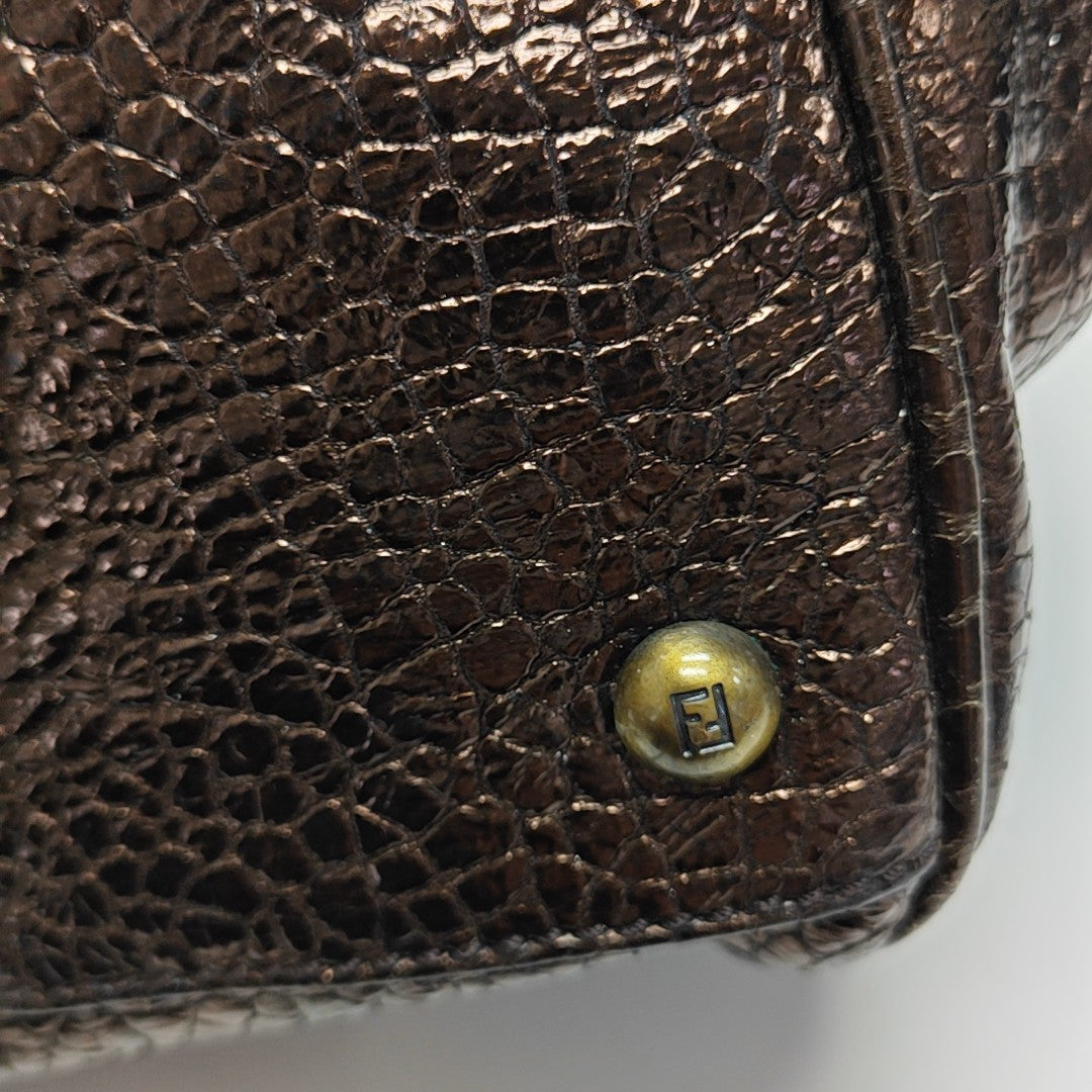 Bolso de mano de piel de ternera marrón