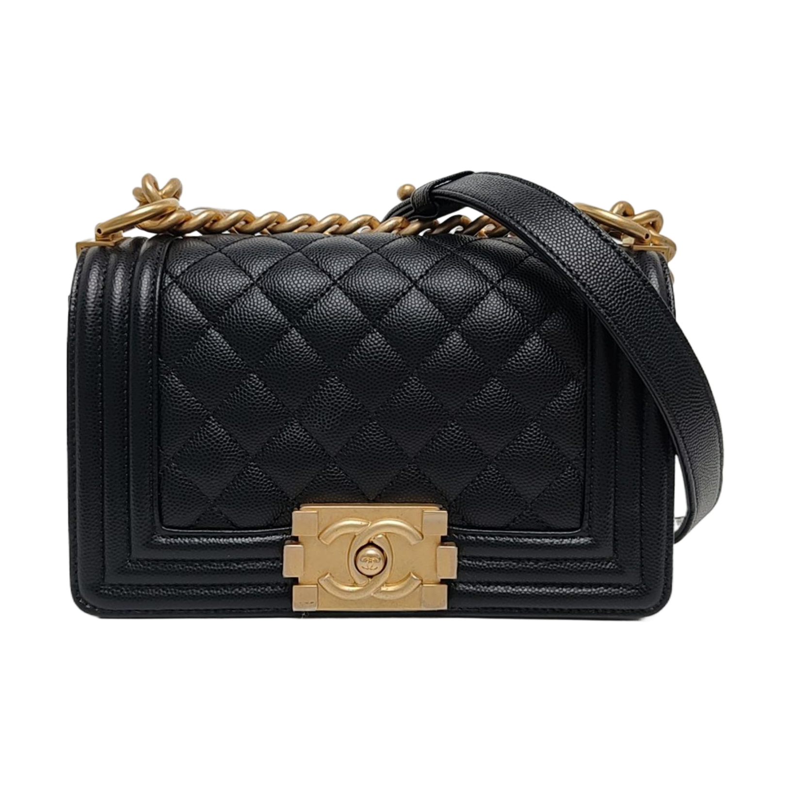 BOY CHANEL Small Quilted Grained Calfskin Black