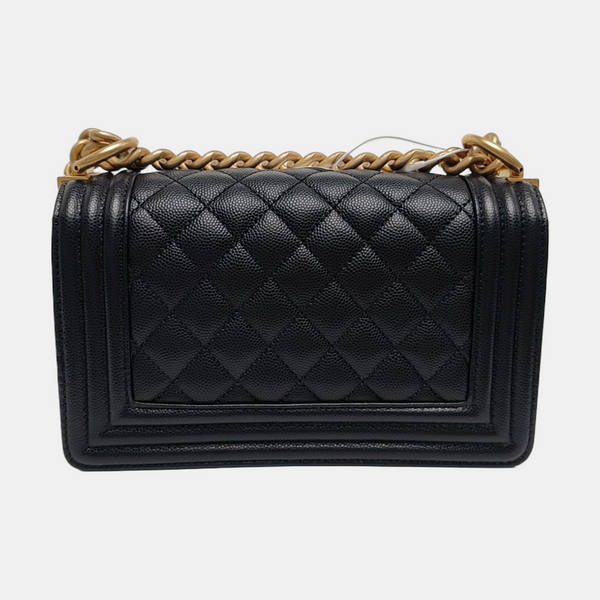 BOY CHANEL Small Quilted Grained Calfskin Black