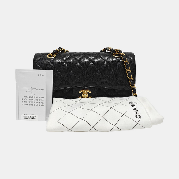 CLASSIC FLAP Small Quilted Grained Calfskin Black