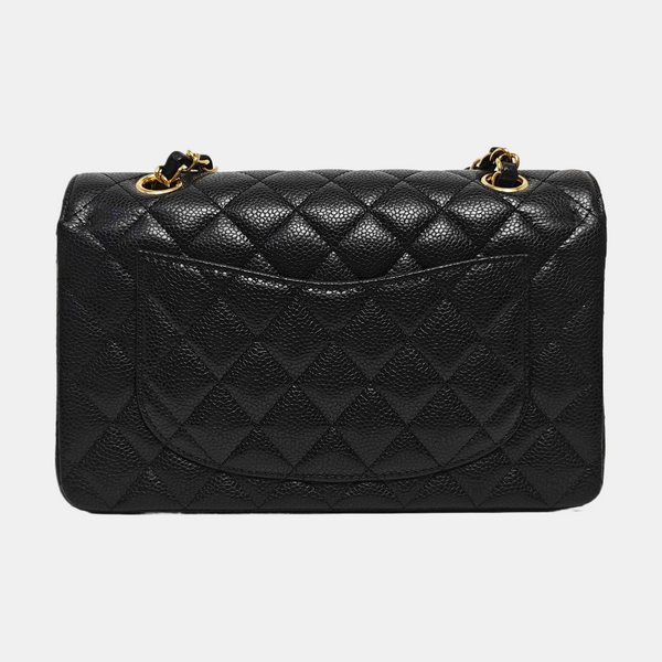 CLASSIC FLAP Small Quilted Grained Calfskin Black
