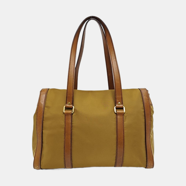 Fabric Top Handle Bag Brown