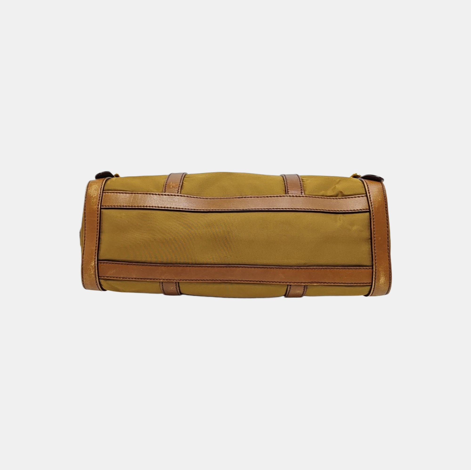 Fabric Top Handle Bag Brown