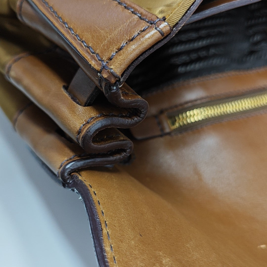 Fabric Top Handle Bag Brown
