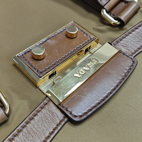 Fabric Top Handle Bag Brown