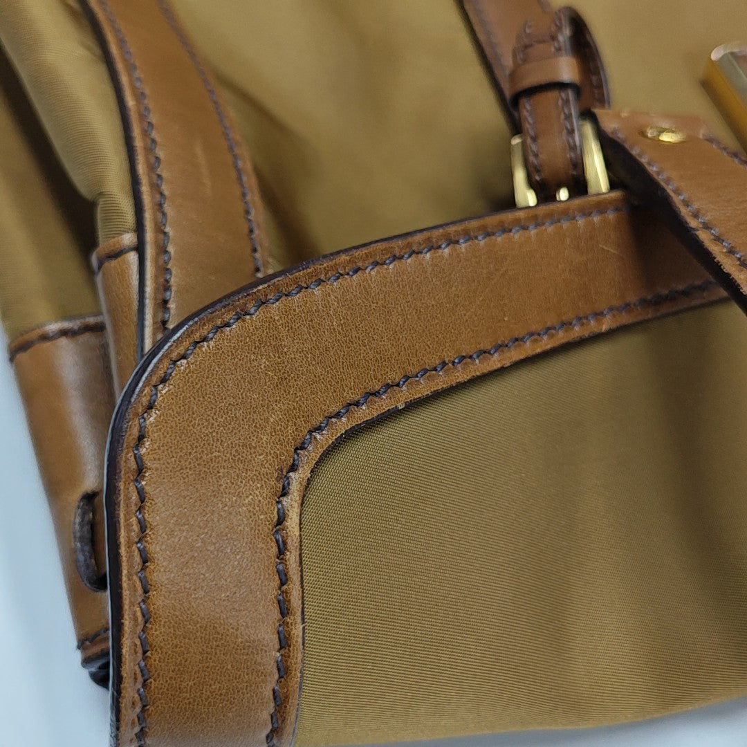 Fabric Top Handle Bag Brown