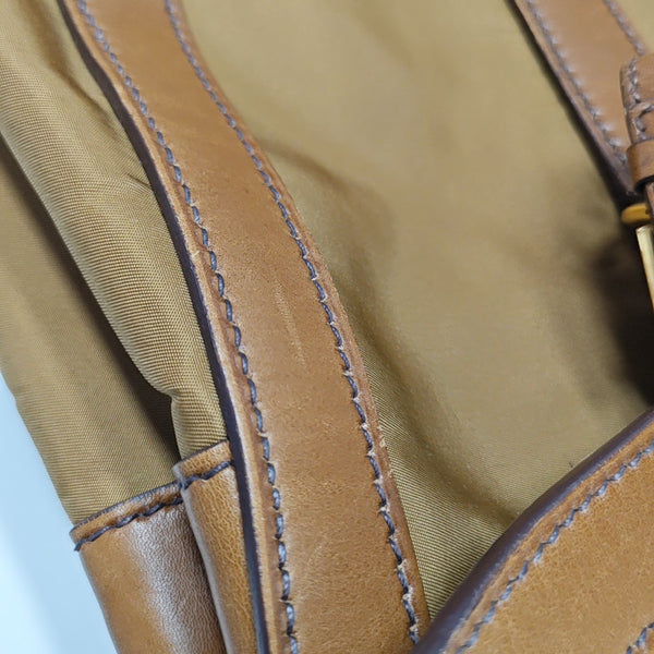 Fabric Top Handle Bag Brown