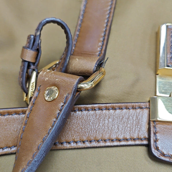 Fabric Top Handle Bag Brown