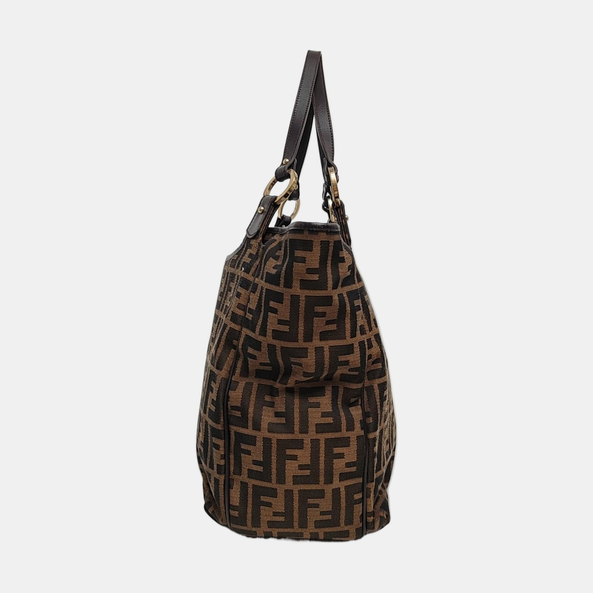 Monogram Fabric Top Handle Bag Brown