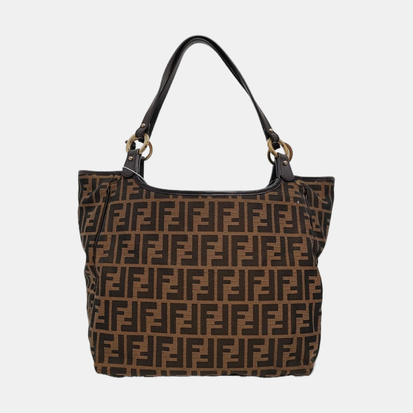 Monogram Fabric Top Handle Bag Brown