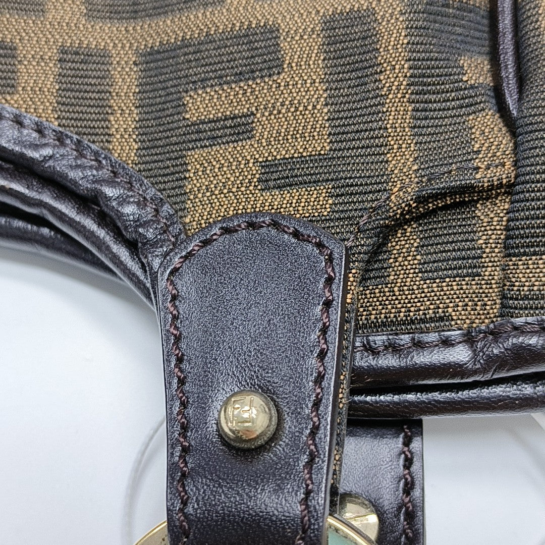 Monogram Fabric Top Handle Bag Brown
