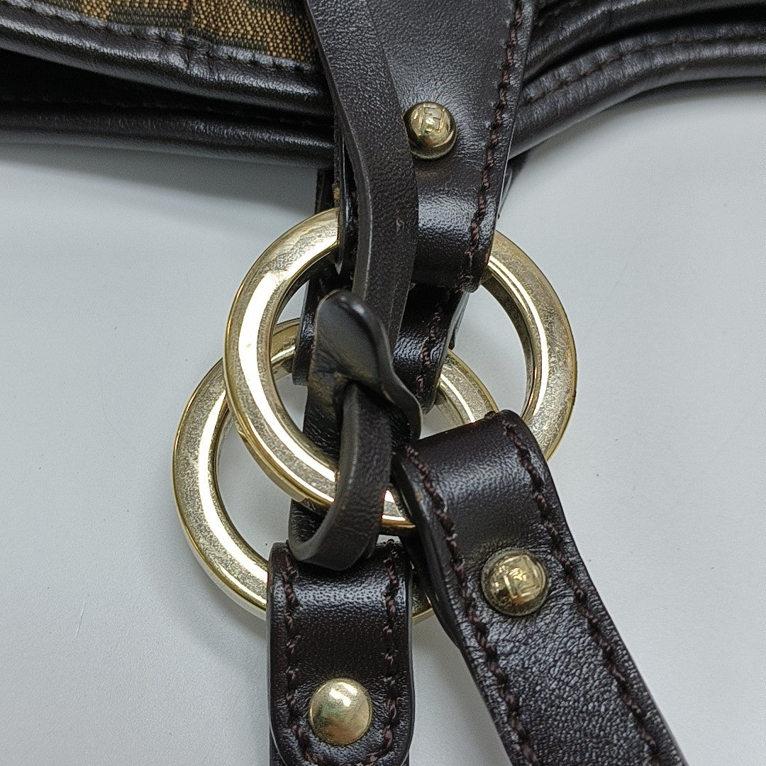 Monogram Fabric Top Handle Bag Brown