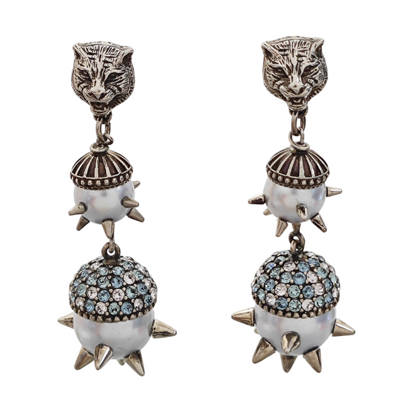 Authenticated pre-owned  Le Marche Des Merveilles Synthetic Crystal Silver-tone Metal Earring - Earrings at Looply