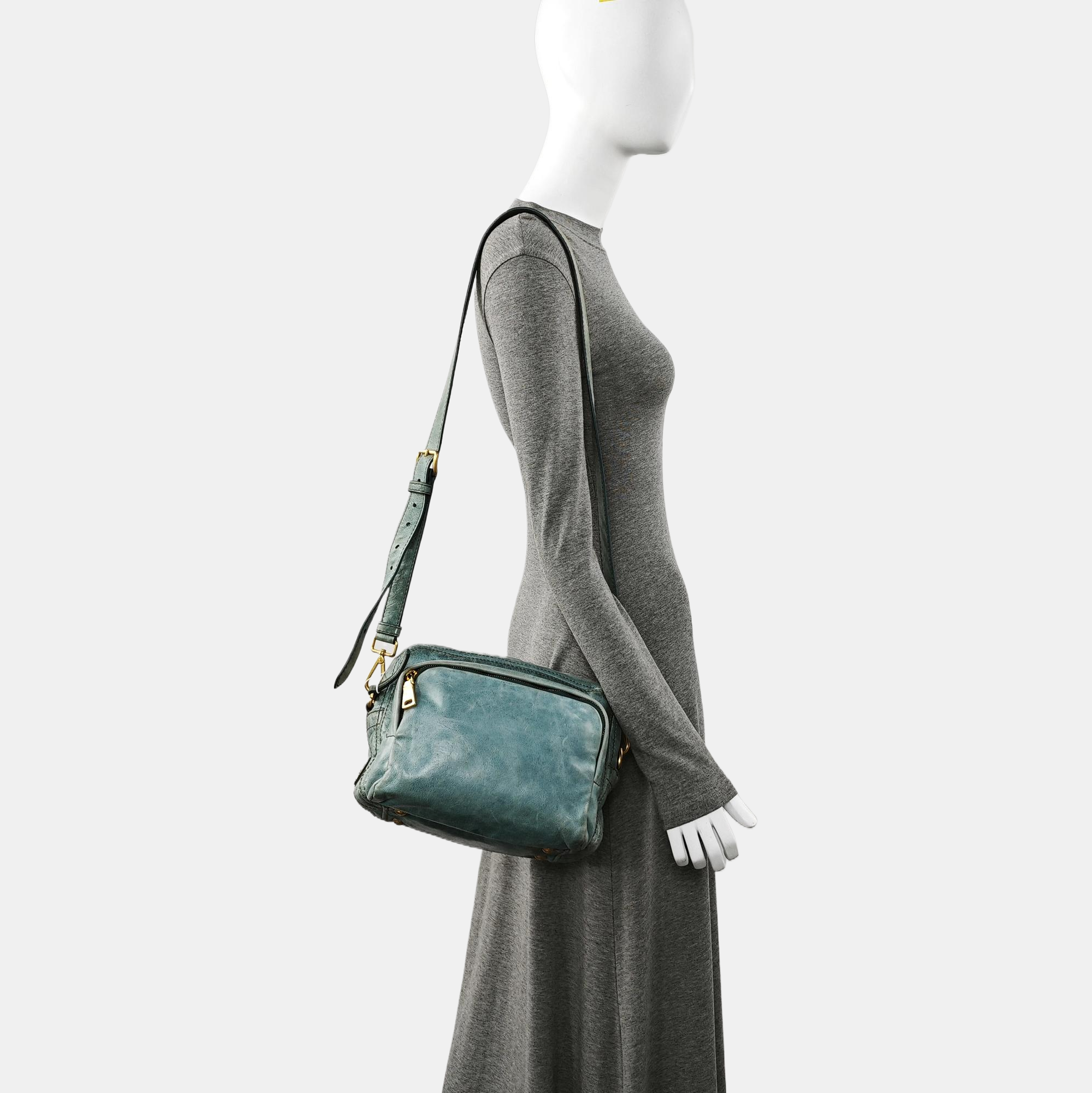 Calfskin Shoulder Bag Blue