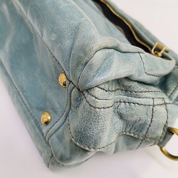 Calfskin Shoulder Bag Blue