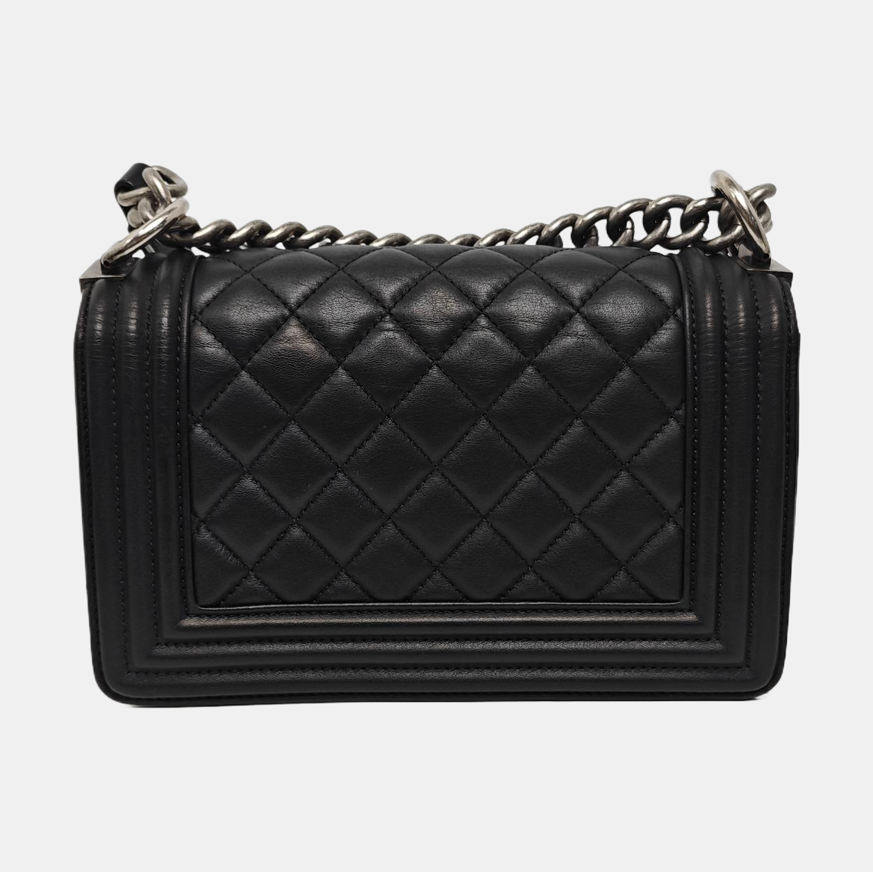 BOY CHANEL Small Quilted Grained Calfskin Black