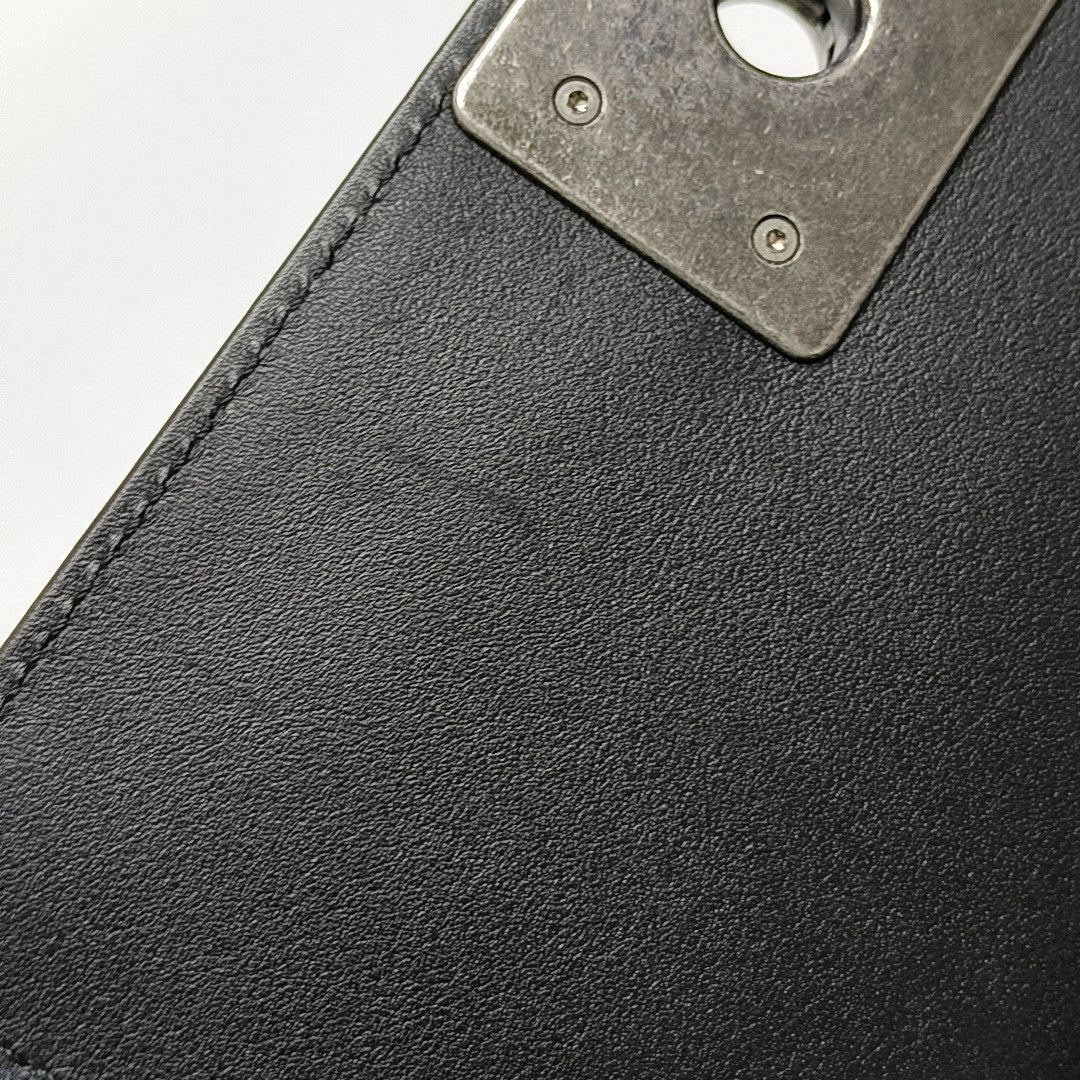 BOY CHANEL Small Quilted Grained Calfskin Black