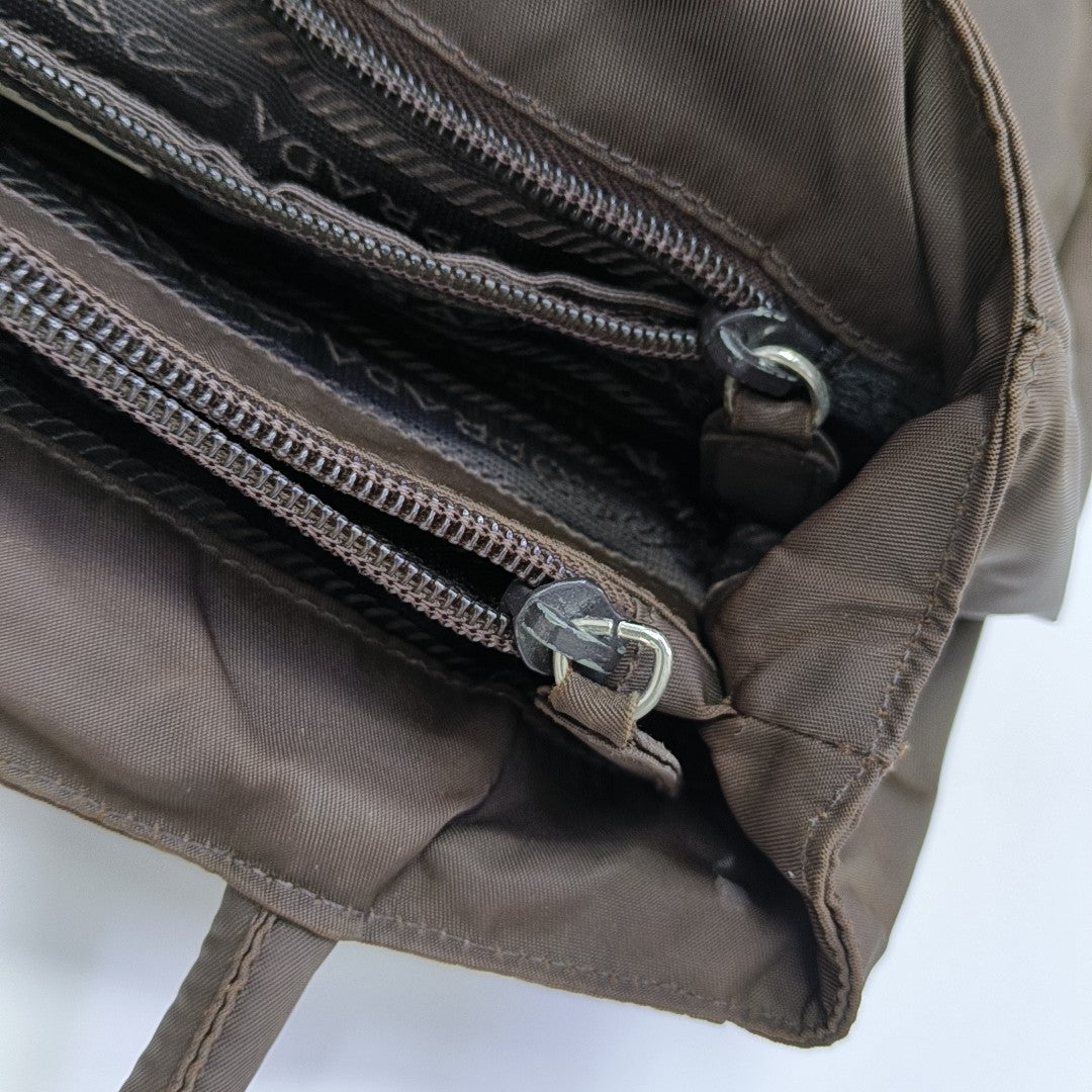 Nylon Tote Bag Brown