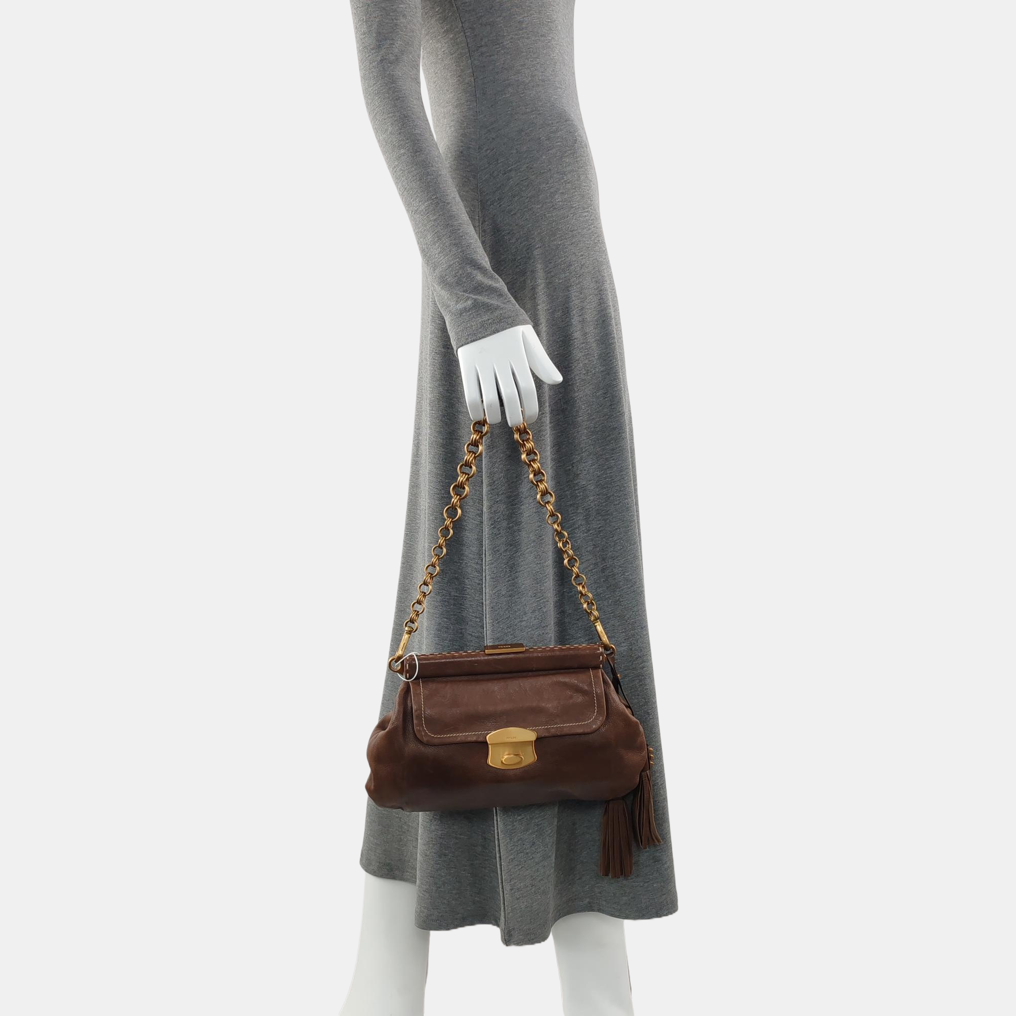 Calfskin Shoulder Bag Brown