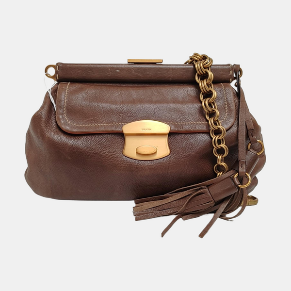 Calfskin Shoulder Bag Brown