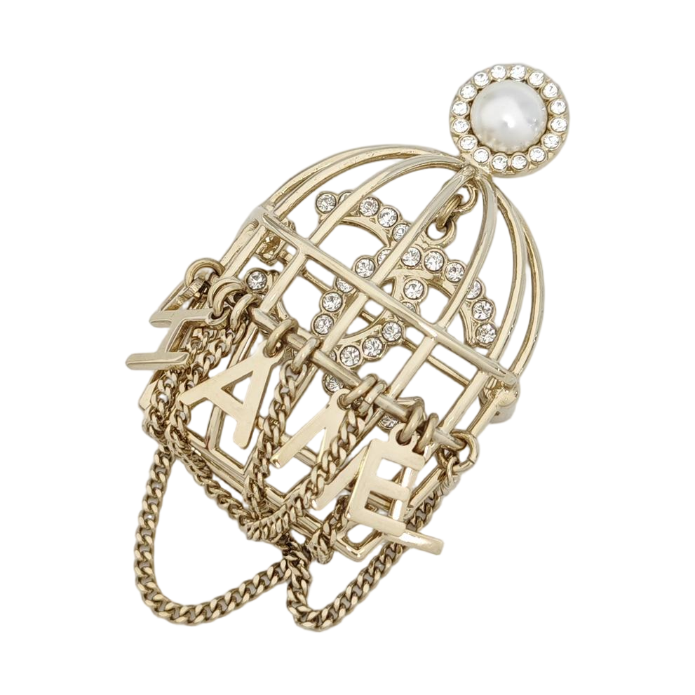 Authenticated pre-owned  Gold-tone Metal Diamond Brooch - Brooch at Looply