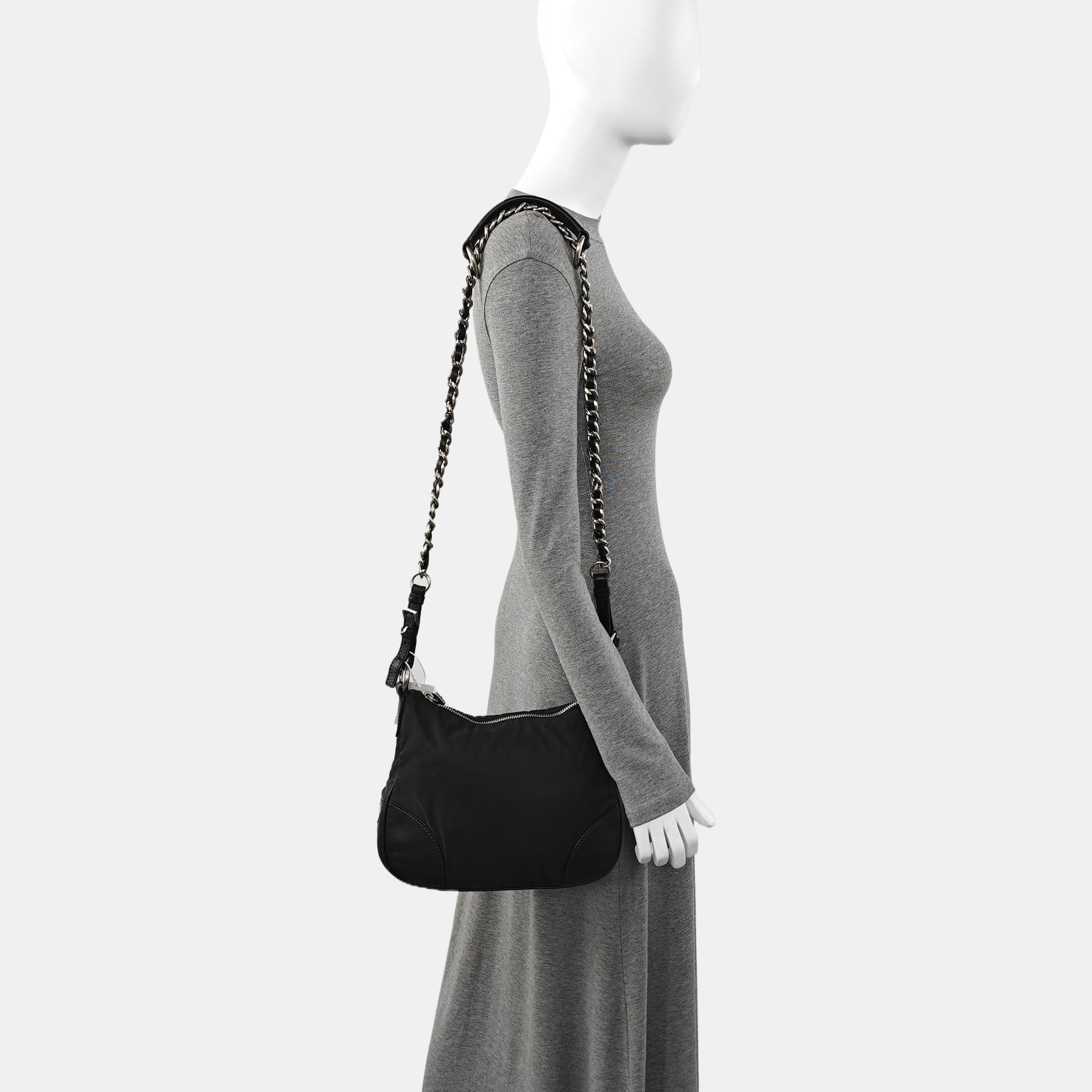 Nylon Shoulder Bag Black