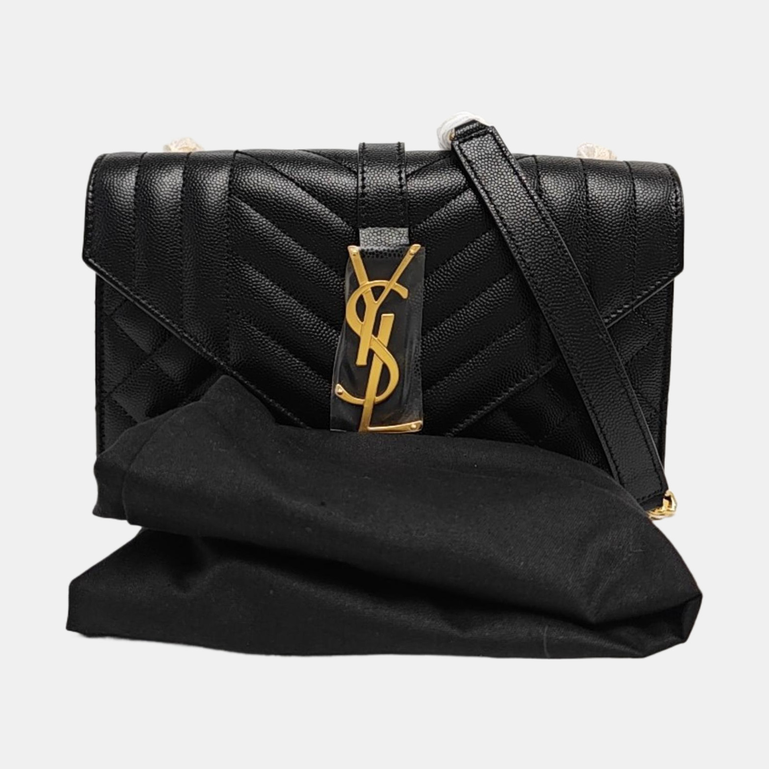 ENVELOPE Small Chevron Calfskin Black