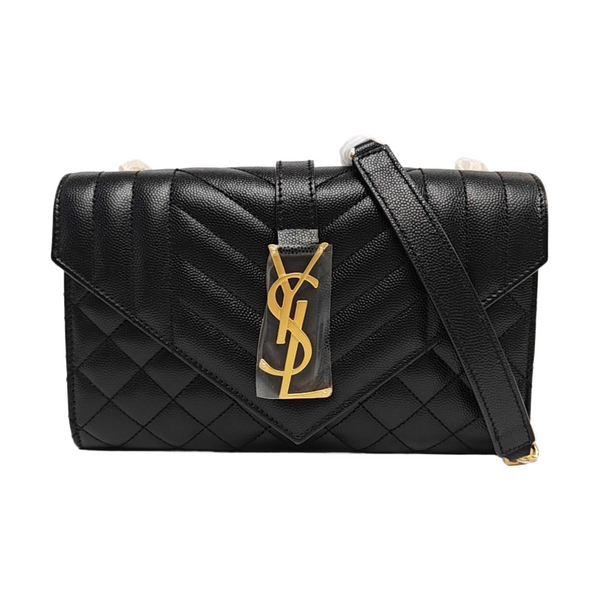 ENVELOPE Small Chevron Calfskin Black