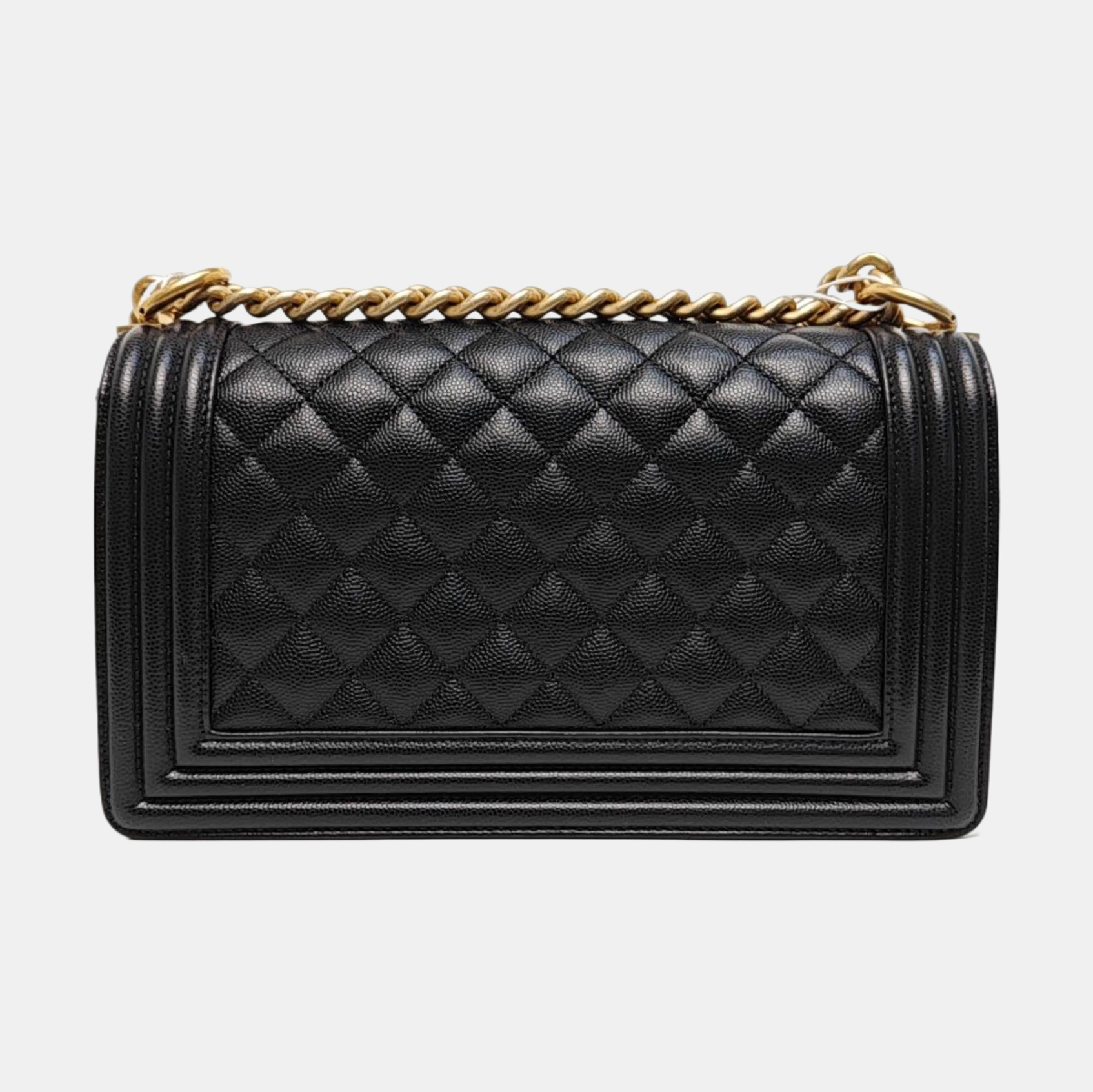 BOY CHANEL Medium Quilted Grained Calfskin Black
