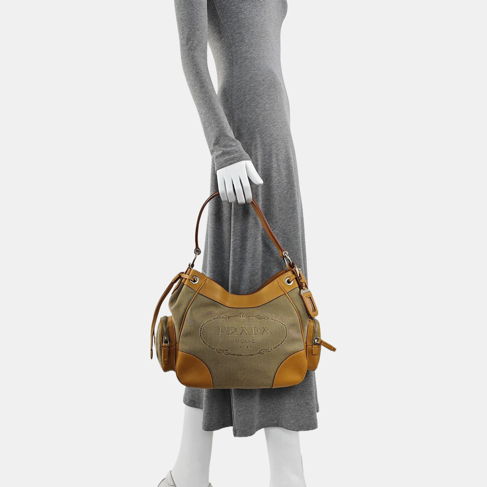 Canvas Top Handle Bag Brown