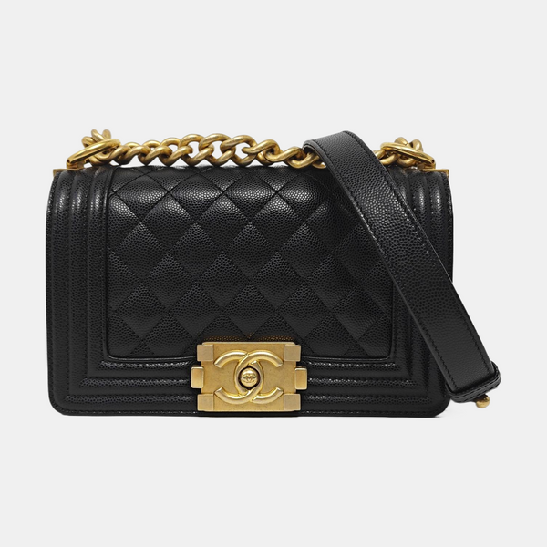 BOY CHANEL Small Quilted Grained Calfskin Black