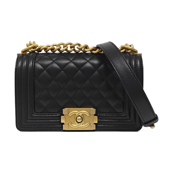 BOY CHANEL Small Quilted Grained Calfskin Black
