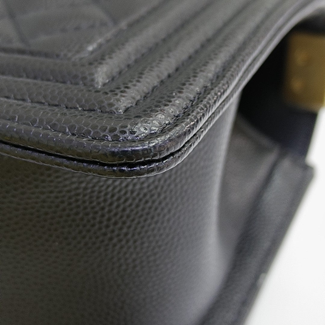 BOY CHANEL Small Quilted Grained Calfskin Black